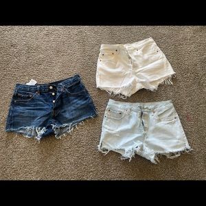 3 pack of amazing Levi 501 cutoff shorts.